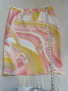 JM Studio Pink and Yellow Abstract Print Skirt size 8